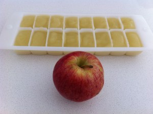 apple baby food in ice cube trays