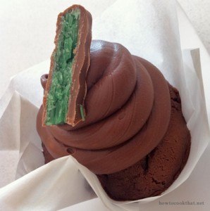 mint chocolate cup cake ganache