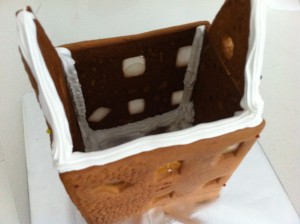 pin gingerbread house and ice to glue