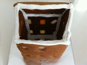 put the roof on the gingerbread house