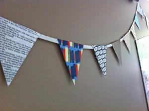 1st birthday sock monkey bunting idea