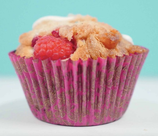 raspberry and white chocolate muffin