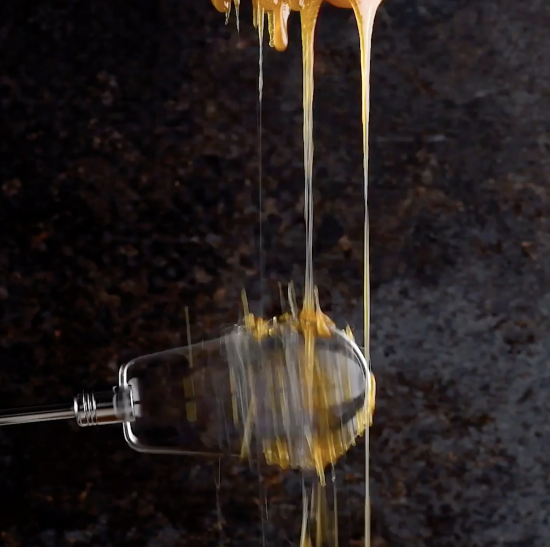 is pouring caramel on a beater dangerous