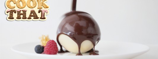 white chocolate ball dessert