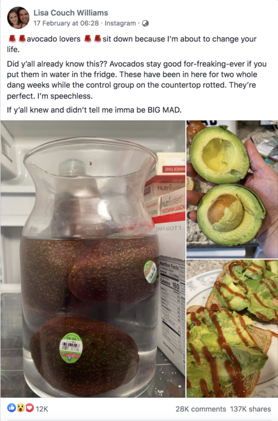 store avocados in water in the fridge