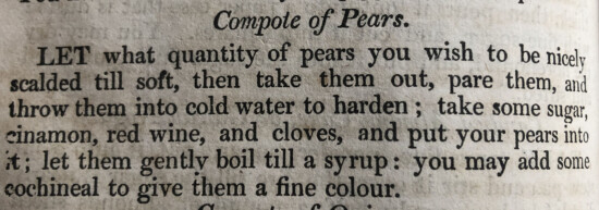 old recipes compote of pears